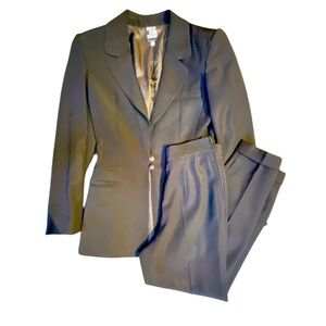 State of Claude Montana Power Suit 1980’s Black Twill Defined Shoulder Pads 6